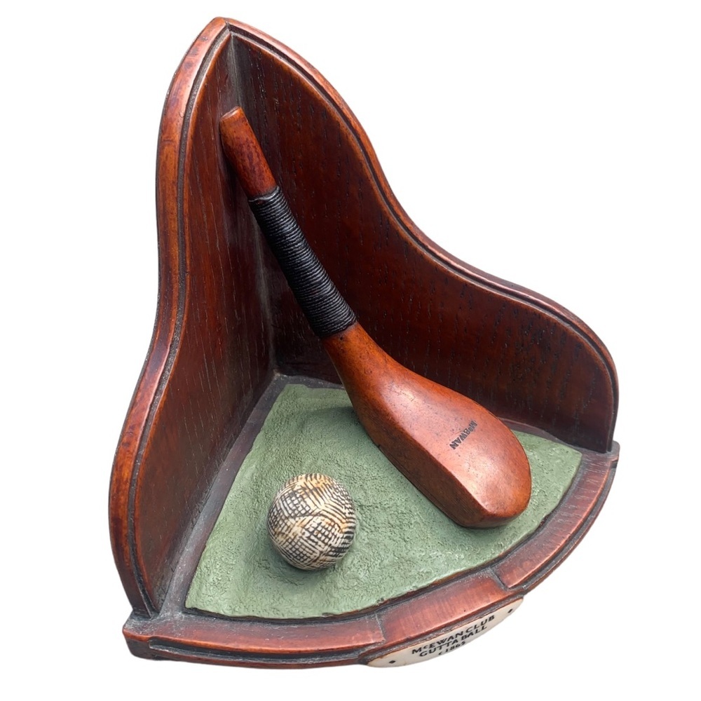 ENESCO VTG Golf Bookends Sculpture Philp Club Feathery McEwan Club Gutta Ball - Picture 7 of 9